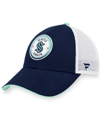 Men's Fanatics Deep Sea Blue, White Seattle Kraken Iconic Gradient Trucker Snapback Hat