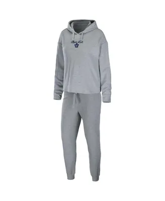 Women's Wear by Erin Andrews Heather Gray Toronto Maple Leafs Logo Pullover Hoodie and Pants Sleep Set