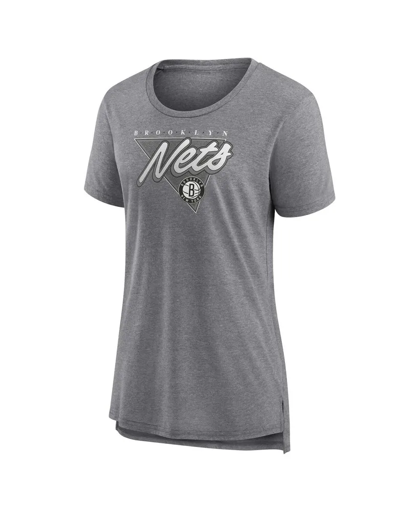Women's Fanatics Heathered Gray Brooklyn Nets True Classics Tri-Blend T-shirt