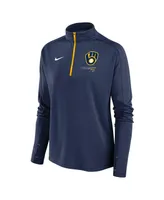 Women's Nike Navy Milwaukee Brewers Pacer Quarter-Zip Top