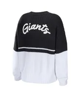 Women's Wear by Erin Andrews Black, White San Francisco Giants Chunky Pullover Sweater