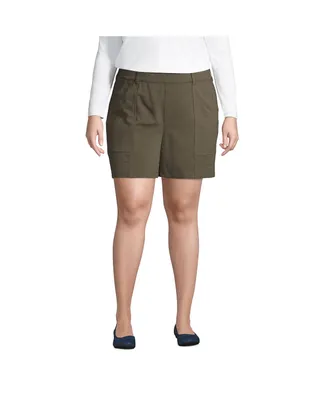 Lands' End Plus Size Mid Rise Starfish Knit 7" Utility Shorts