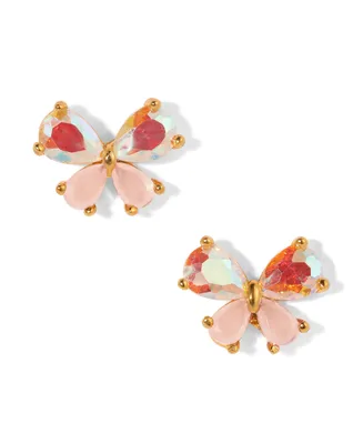 Girls Crew Faux Cubic Zirconia Kaleidoscope Butterfly Stud Earrings