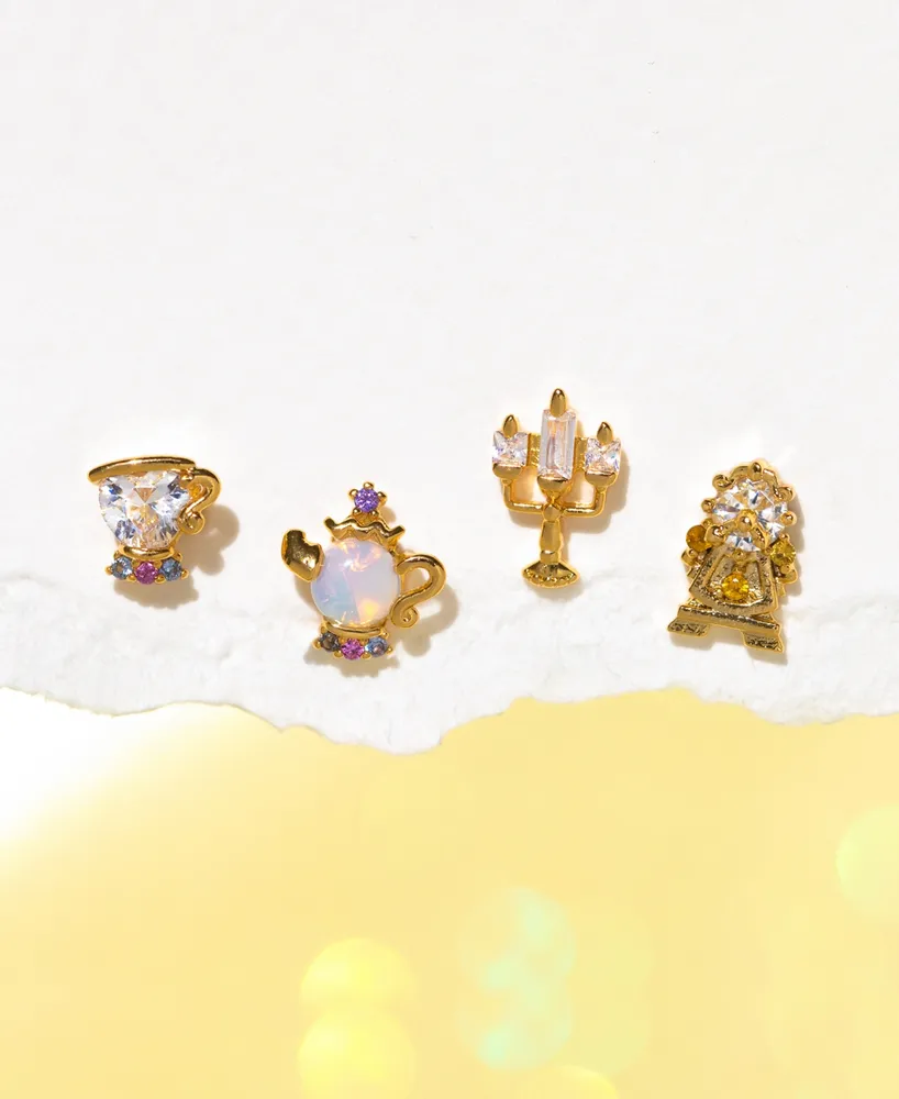 Girls Crew Crystal Multi-Color Disney Princess Be Our Guest Stud Earring Set