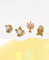 Girls Crew Crystal Multi-Color Disney Princess Be Our Guest Stud Earring Set