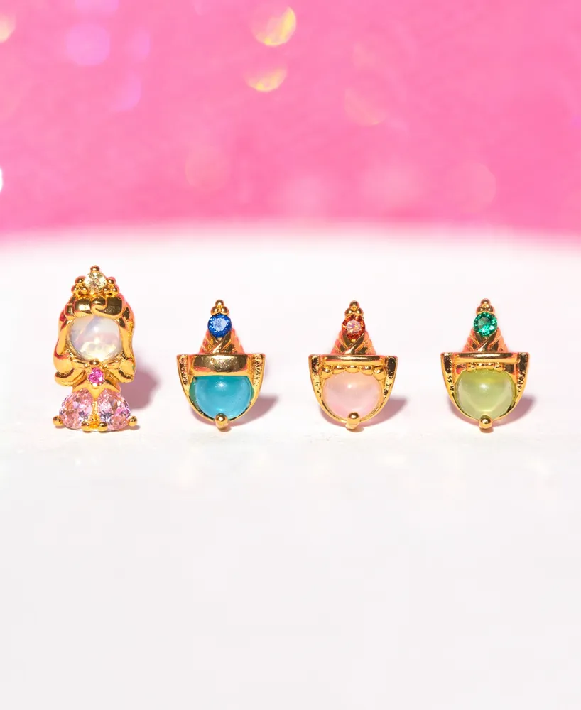 Girls Crew Crystal Multi-Color Disney Princess Sleeping Beauty Stud Earring Set