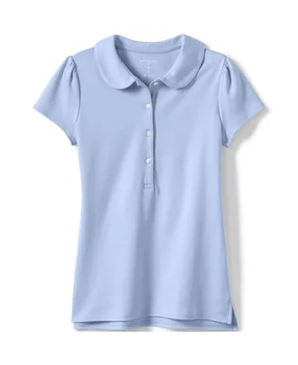 Lands' End Girls School Uniform Short Sleeve Peter Pan Collar Polo Shirt