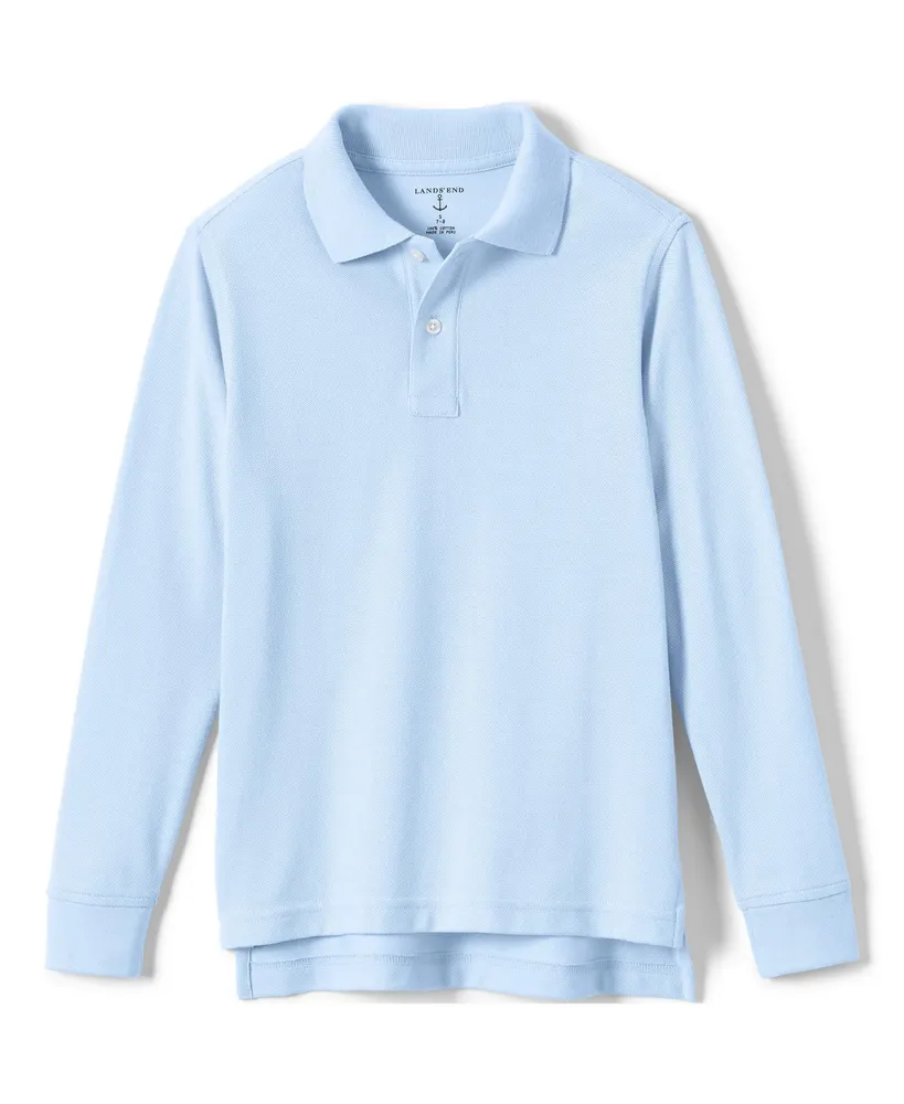 Lands' End Big Boys Husky School Uniform Long Sleeve Mesh Polo Shirt