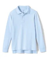 Lands' End Big Boys Husky School Uniform Long Sleeve Mesh Polo Shirt