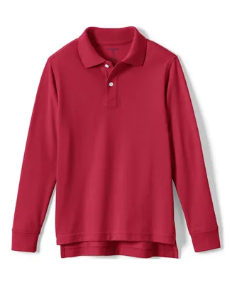 Lands' End Big Boys Husky Long Sleeve Mesh Polo Shirt