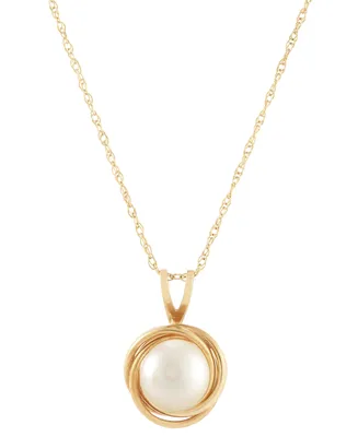 Cultured Freshwater Pearl (6mm) 18" Pendant Necklace in 14k Gold