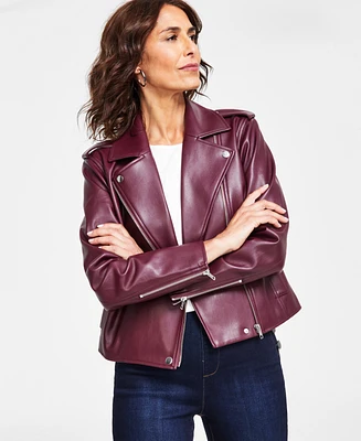 I.n.c. International Concepts Women's Faux-Leather Jacket, Created for Macy's