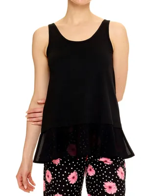 Hue Women's Sleeveless Flounce-Hem Pajama Tank Top