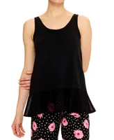 Hue Women's Sleeveless Flounce-Hem Pajama Tank Top