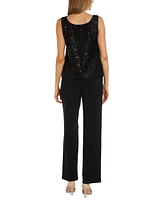 R & M Richards 3-Pc. Sequined Lace Pantsuit Jacket