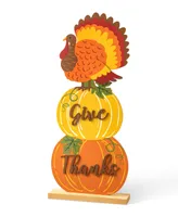 Glitzhome 36" H Thanksgiving Wooden Stacked Pumpkin Turkey Porch Decor