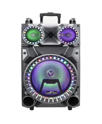 beFree Sound Rechargeable 12 Inch Bluetooth Portable Party Speaker with Party Lights, Fm Radio and Usb/Tf Inputs