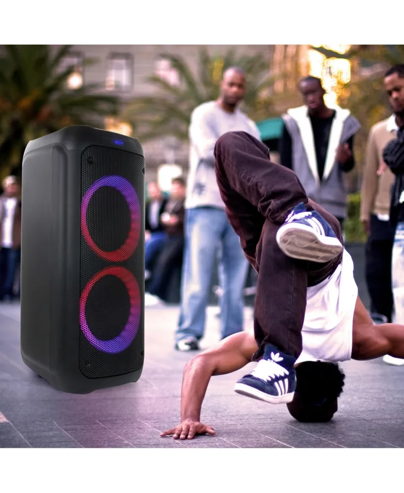 beFree Sound Dual 8 Inch Bluetooth Wireless Portable Party Speaker with Reactive Lights