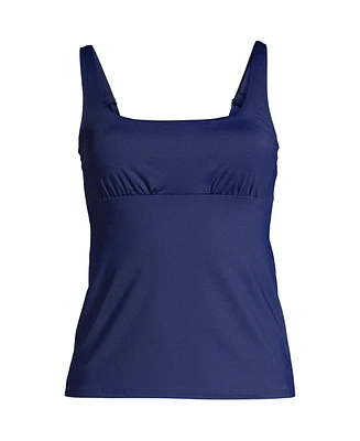 Lands' End Plus Mastectomy Square Neck Tankini Swimsuit Top Adjustable Straps