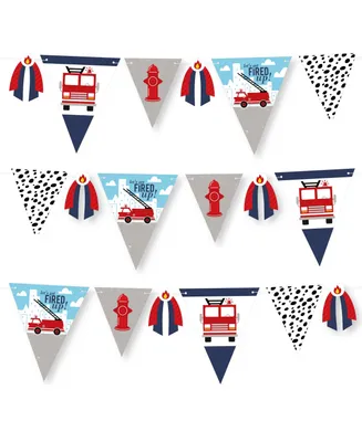 Fired Up Fire Truck Baby Shower or Birthday Party Triangle Banner 30 Pc - Assorted Pre