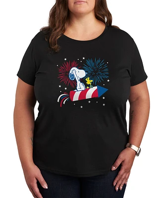 Hybrid Apparel Trendy Plus Peanuts 4th of July Graphic T-Shirt