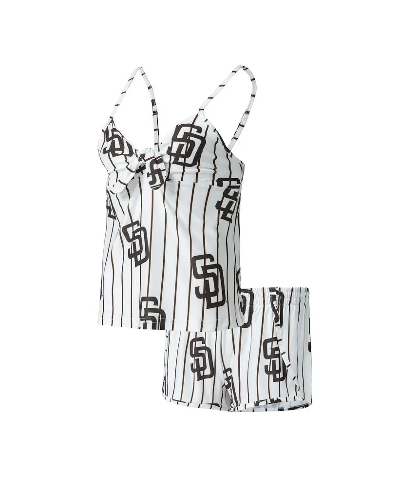 Women's Concepts Sport White Houston Astros Reel Pinstripe Tank Top & Shorts Sleep Set