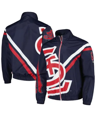 Men's Mitchell & Ness Navy St. Louis Cardinals Exploded Logo Warm Up Full-Zip Jacket