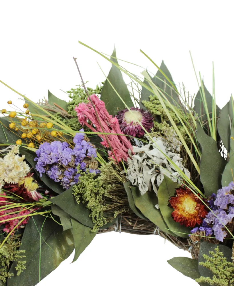 Magnolia Supply Co Preserved Floral Sage Wreath Handcrafted, 19"