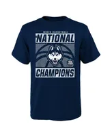 Preschool Boys and Girls Navy UConn Huskies 2023 Ncaa Men's Basketball National Champions Bracket T-shirt