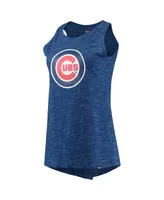 Women's New Era Royal Chicago Cubs Space Dye Back-Knot Tank Top