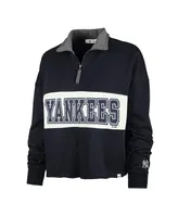 Women's '47 Brand Navy New York Yankees Remi Quarter-Zip Cropped Top