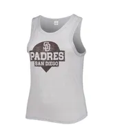 Women's Soft As A Grape Gray San Diego Padres Plus High Neck Tri-Blend Tank Top