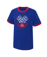 Big Boys and Girls Blue Detroit Pistons Hoop City Hometown Ringer T-shirt