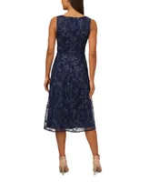 Papell Studio Women's Floral Sequin Embroidered Midi Dress