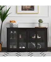 Storage Cabinet Sideboard Buffet Cupboard Glass Sliding Door