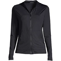 Lands' End Women's Long Sleeve Hooded Full Zip Upf 50 Rash Guard
