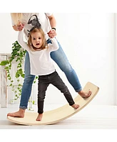 Costway Wooden Wobble Balance Board Kids 35'' Rocker Yoga Curvy Toy