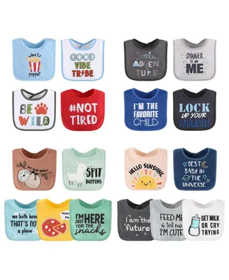 The Peanutshell Baby Boys Baby Terry Bibs, 18 Pack for Feeding, Teething, or Drooling, Funny Sayings/Hello Sunshine