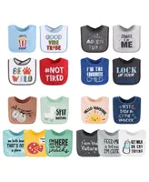 The Peanutshell Baby Boys Baby Terry Bibs, 18 Pack for Feeding, Teething, or Drooling, Funny Sayings/Hello Sunshine