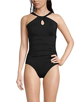 Lands' End Women's High Neck to One Shoulder Multi Way Piece Swimsuit
