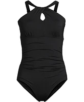 Lands' End Women's High Neck to One Shoulder Multi Way Piece Swimsuit