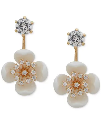 lonna & lilly Gold-Tone Crystal White Flower Drop Earrings