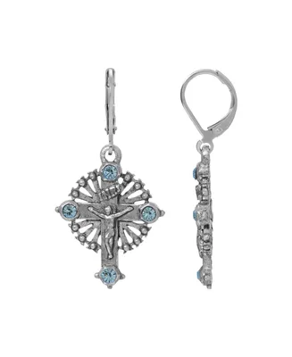 2028 Crystal Aqua Cross Earrings