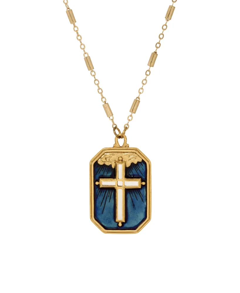 Symbols of Faith Enamel Blue Cross Necklace
