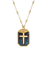 Symbols of Faith Enamel Blue Cross Necklace
