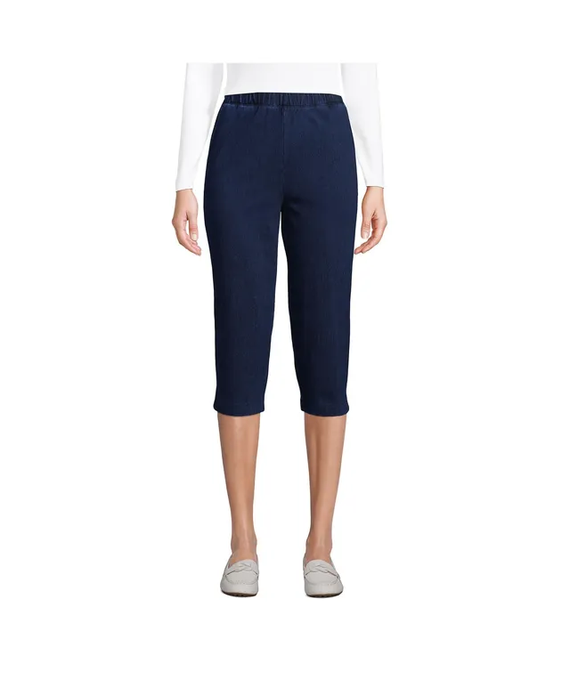 Lands' End Plus Sport Knit High Rise Elastic Waist Pull On Capri