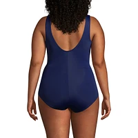 Lands' End Plus Size Long Chlorine Resistant Soft Cup Tugless Sporty One Piece Swimsuit