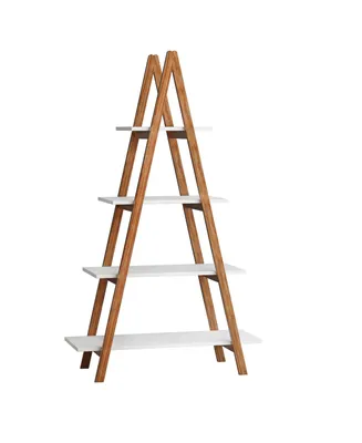 Simplie Fun Solid Bamboo Wood Oxford A Frame Ladder Display Bookshelf
