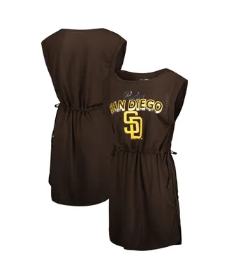 Women's G-iii 4Her by Carl Banks Brown San Diego Padres G.o.a.t Swimsuit Cover-Up Dress