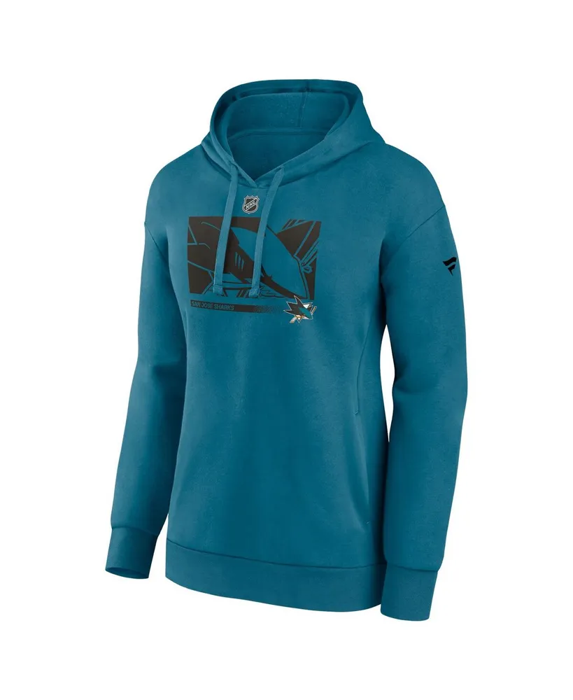 Women's Fanatics Teal San Jose Sharks Authentic Pro Core Collection Secondary Logo V-Neck Pullover Hoodie